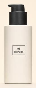 DEPLOY bottle — SPF 30 sunscreen, shown at true scale relative to the other steps